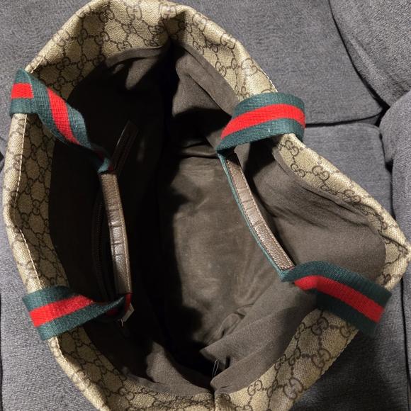 Tender GG Supreme Monogram Textured Dollar Calfskin Web Tote. - Picture 7 of 14